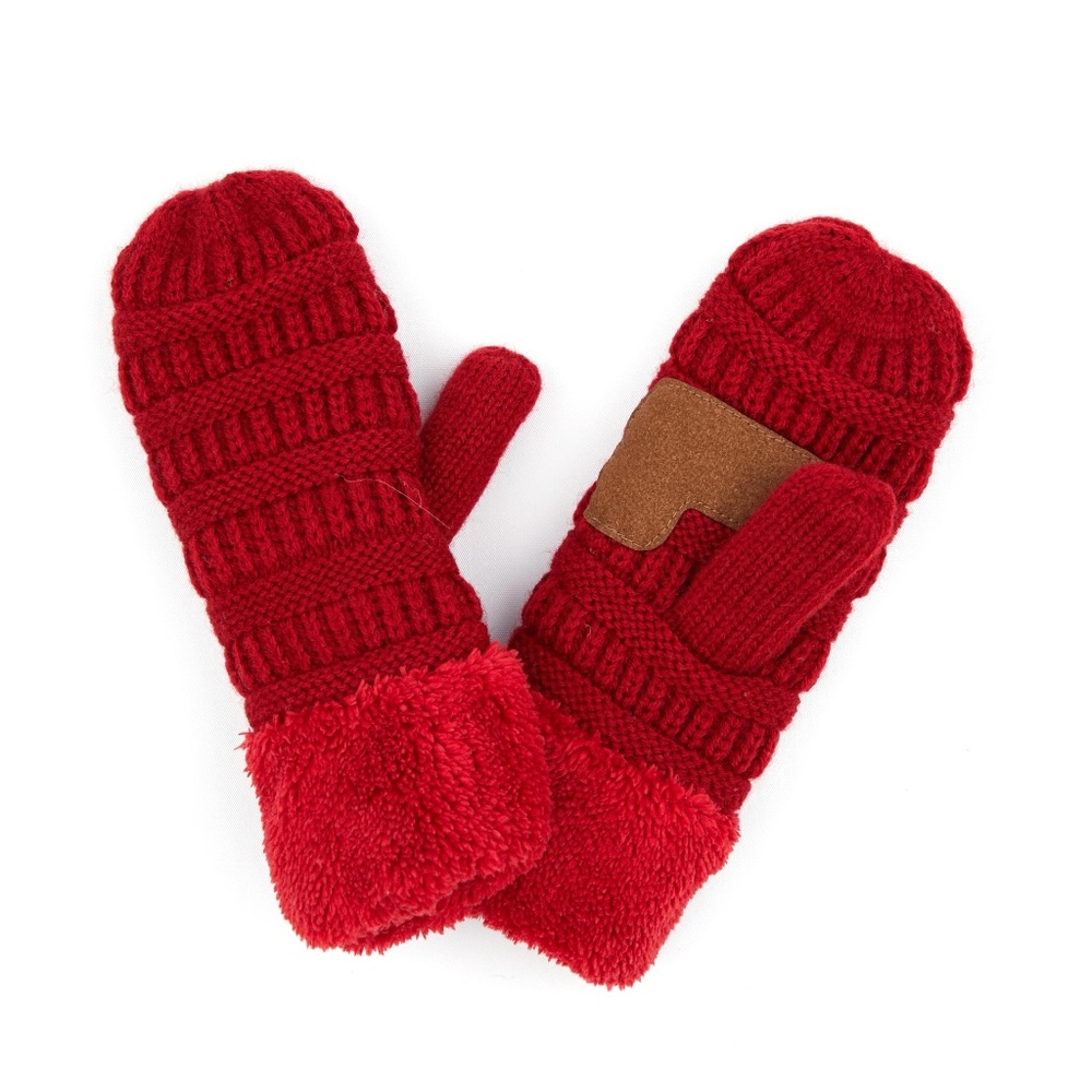 C.C Kids Ribbed Knit Mitten Gloves